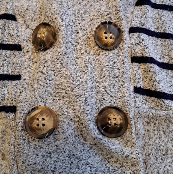 Coco & Main Striped Cardigan heathered grey & blue striped,  Size M - Picture 4 of 7